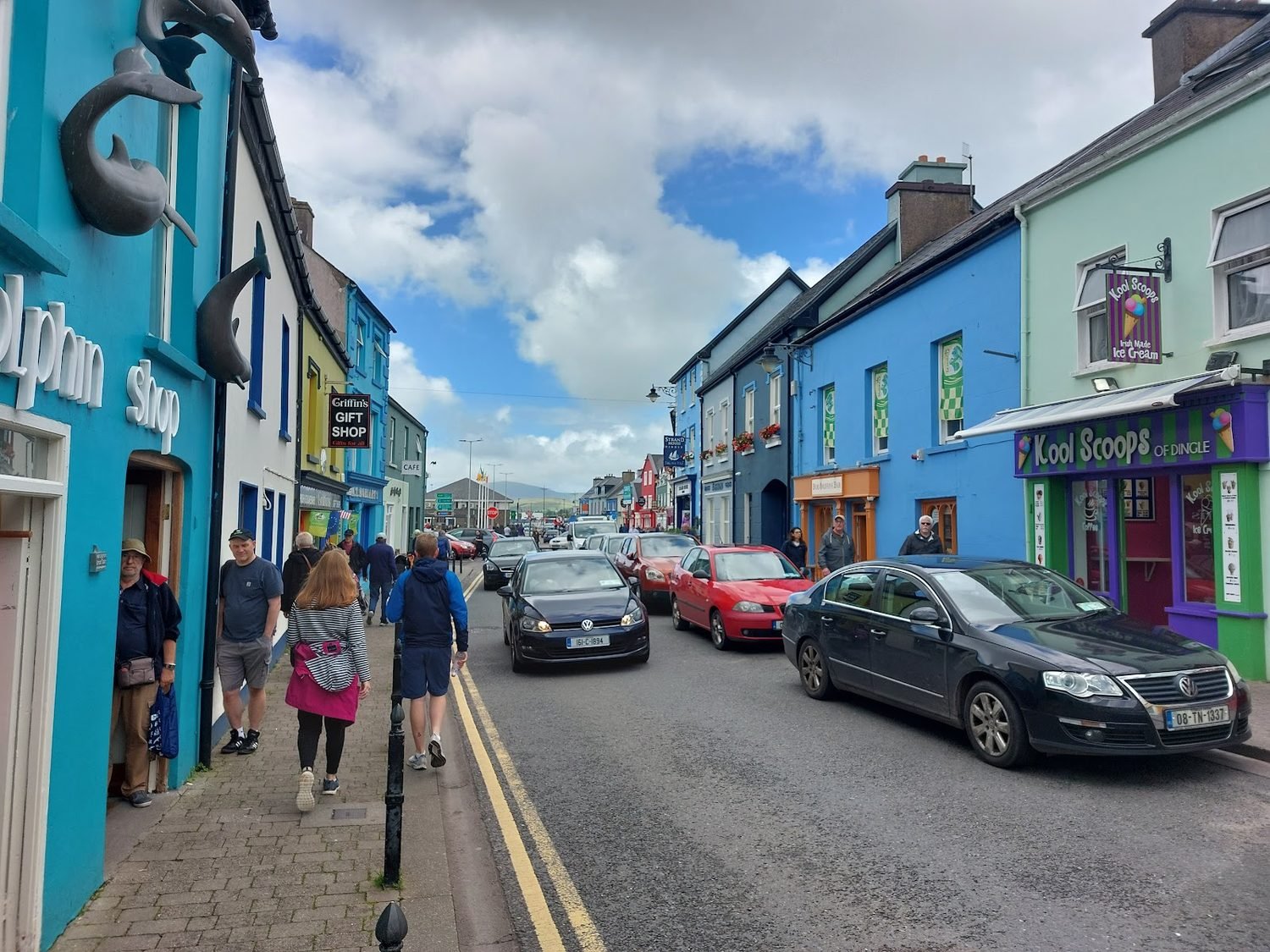 Colourful Strand Street, Dingle, where Kool Scoops sits among the shops